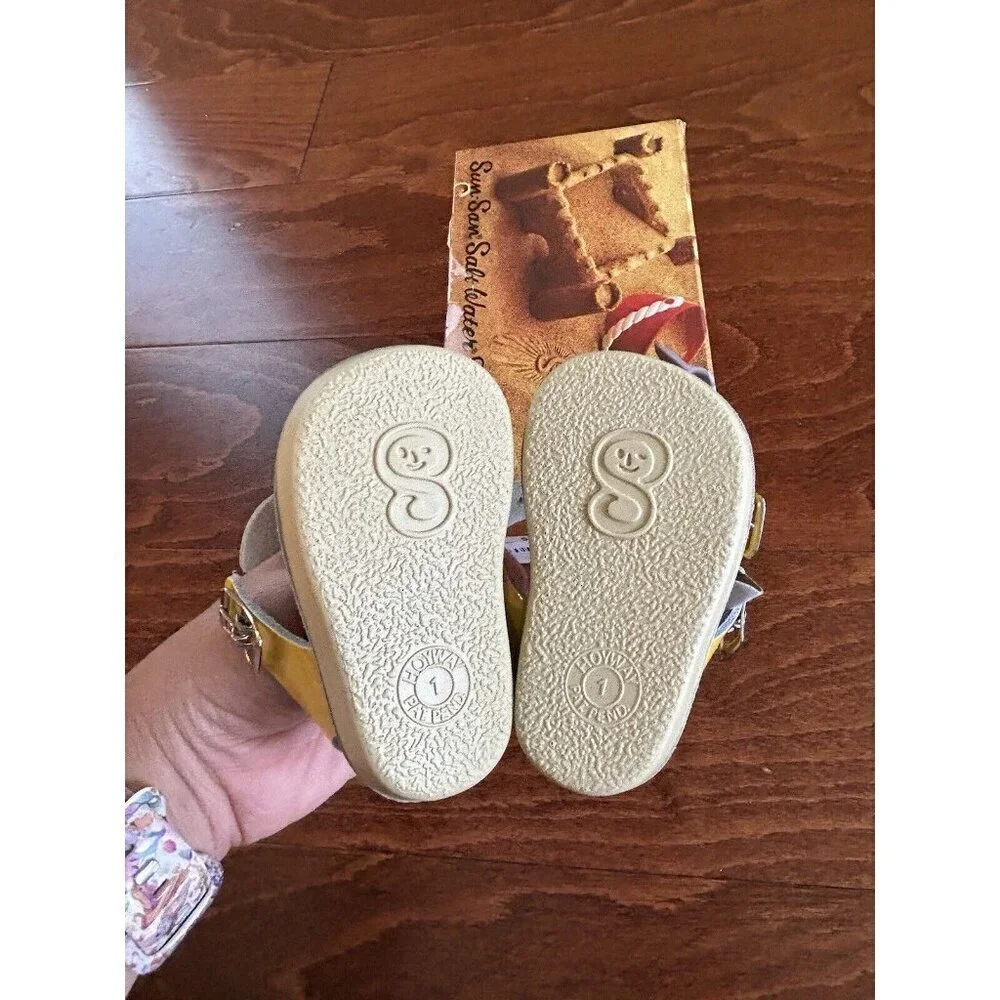 Salt Water Sandals Infant Toddler‎ Size 1 Hoy Shoe Sea Wee Shiny Yellow NEW
